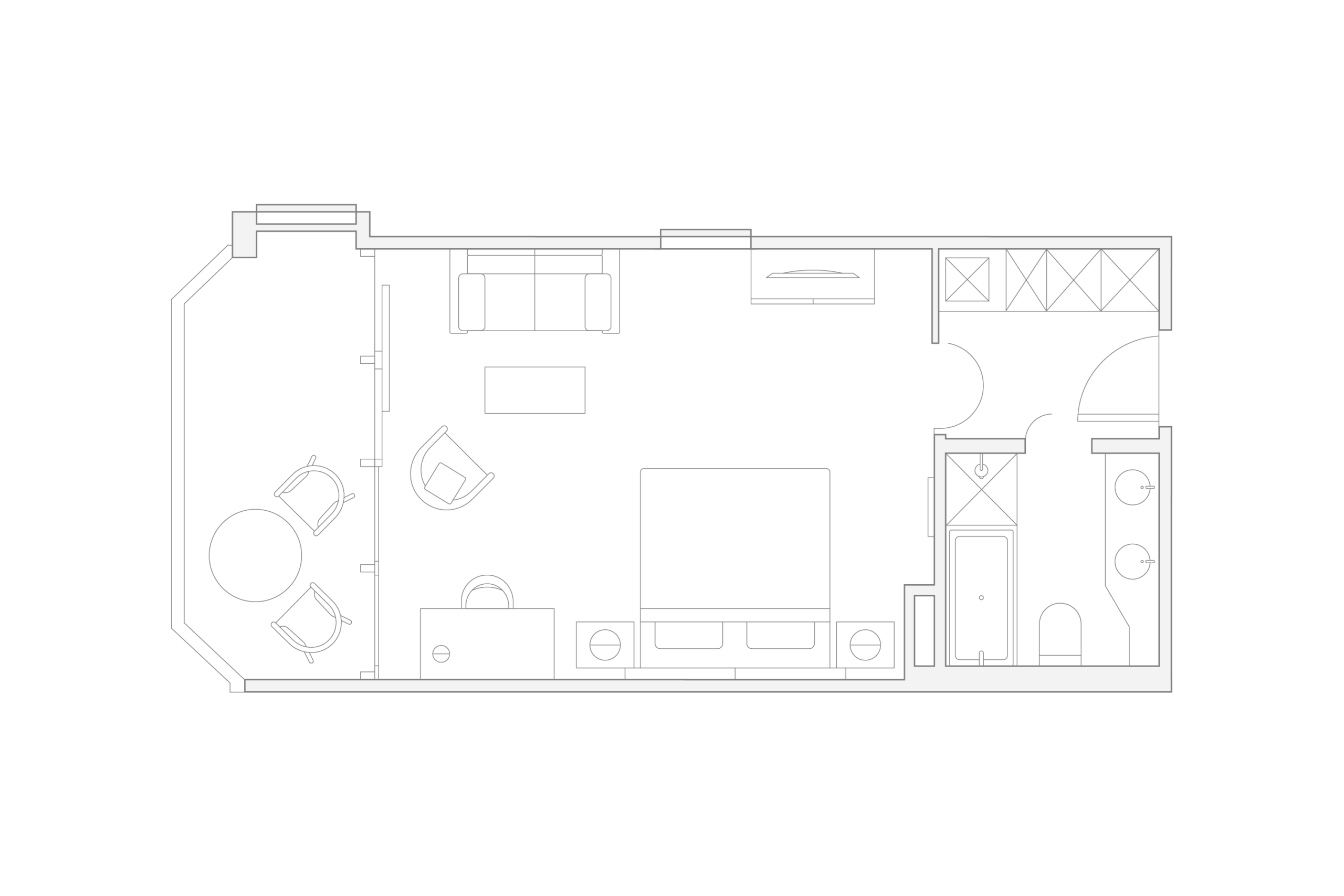 illustrated floorplan of the chalet room